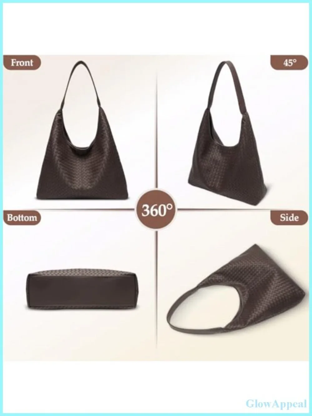 Woven Vegan Leather Hobo Tote Bag for Women - Large Slouchy Handbag